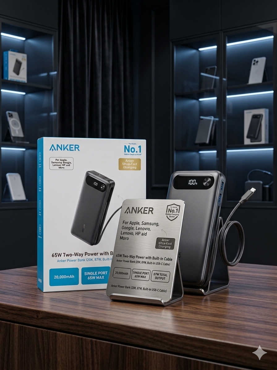 Anker A1383 (20K, 87W, Built-In USB-C Cable) – Power Bank